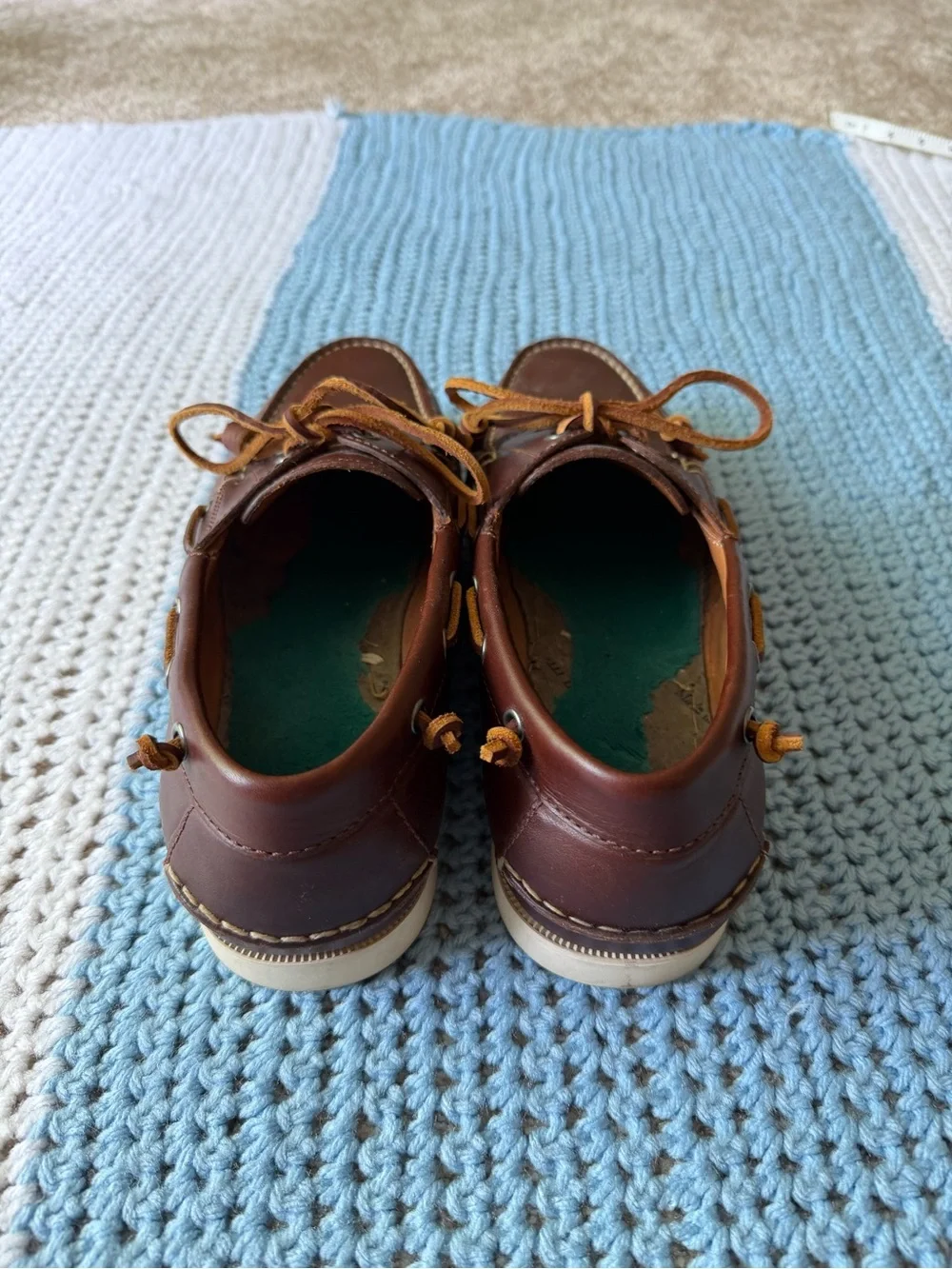 Polo Ralph Lauren Men's Brown Leather Boat Shoes with Contrast Laces
